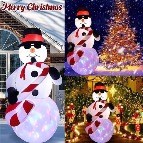 8 FT Christmas Inflatable Snowman with Playing Saxophone  Christmas Decoration - Picture 3 of 8